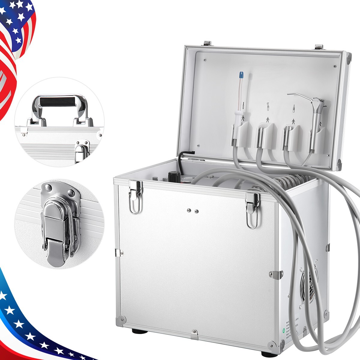 Portable Mobile Dental Delivery Unit Air Compressor Syringe Suction 4Holes