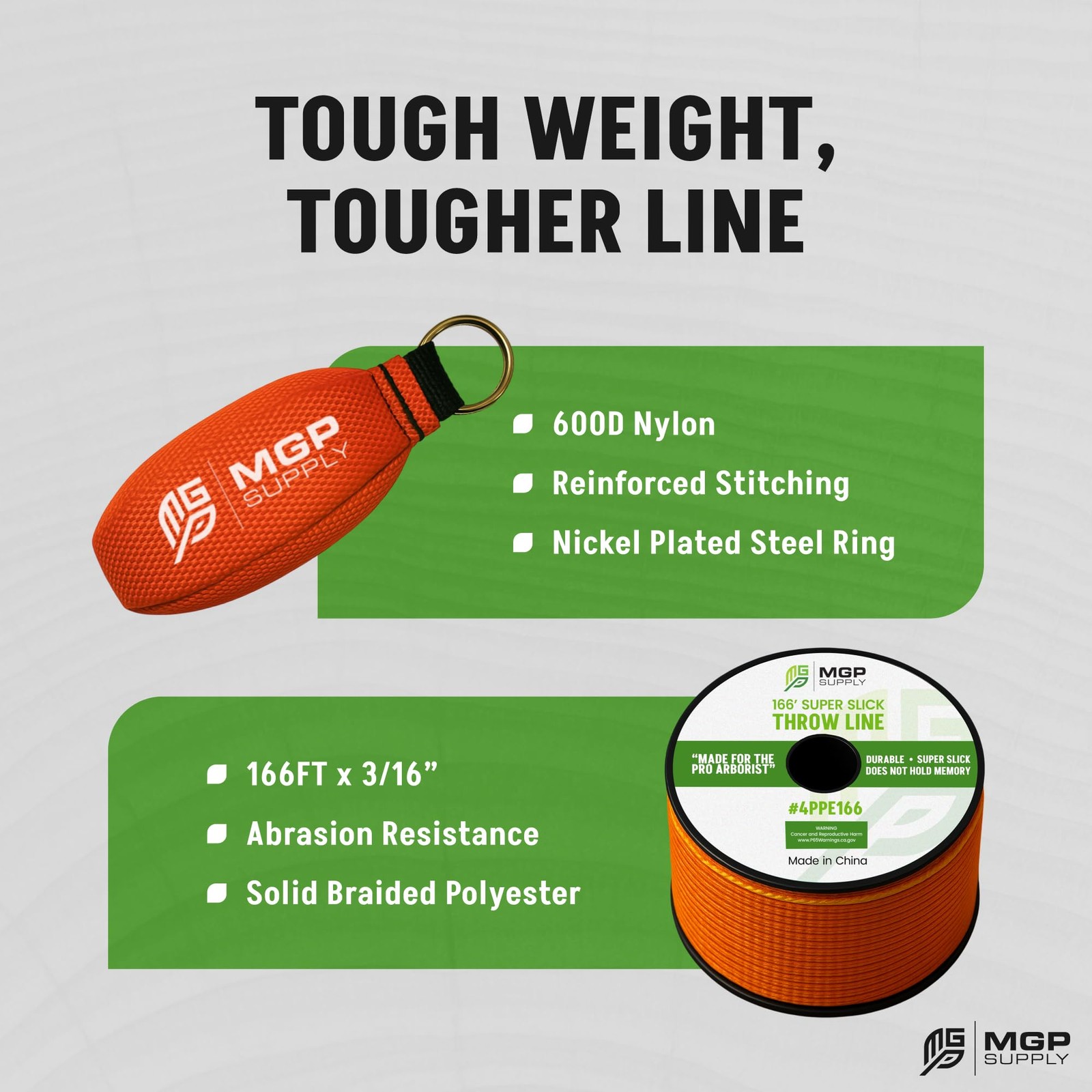 MGP SUPPLY Arborist Throw Line Kit | 15oz Throw Weight & 166ft Rope | Ultra S…