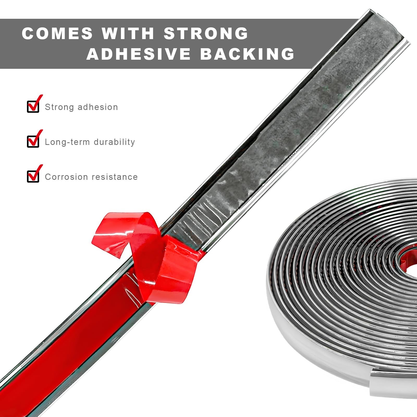 JNXIJ 26FT Automotive Chrome Trim Molding, 1/2″ (12mm) Wide Car Body Side Dec…