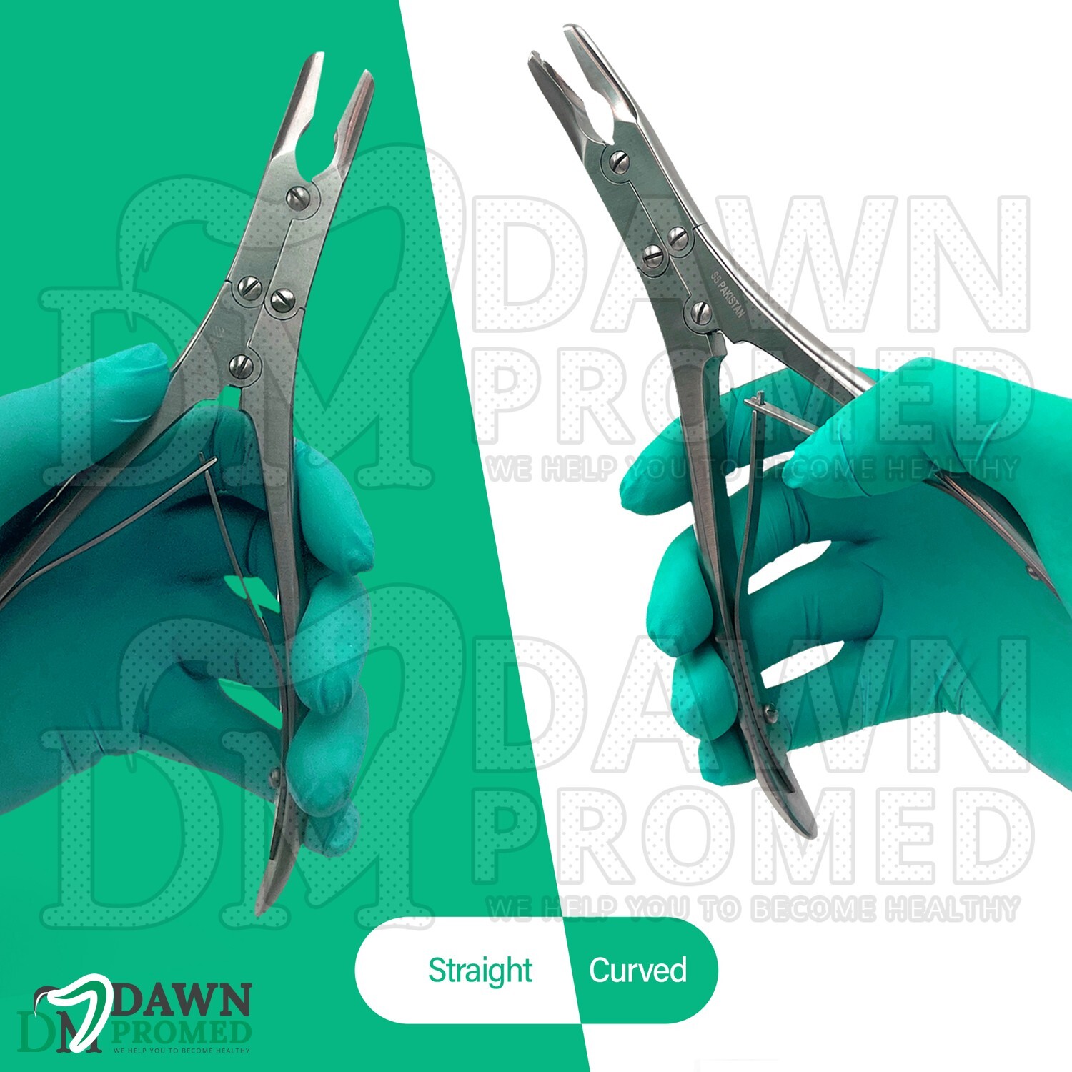 2 Pcs Ruskin Bone Rongeur Straight & Curved Set 3mm Bite 6″ Orthopedic German Gr