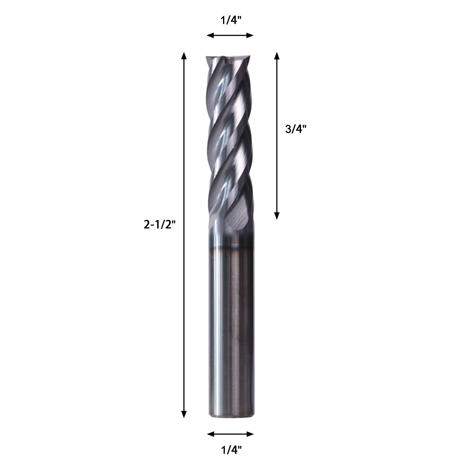 5PCS 4-Flute 1/4″ x 3/4″ x 2-1/2″ Solid Carbide End Mills – AlTiN Coated CNC Bit