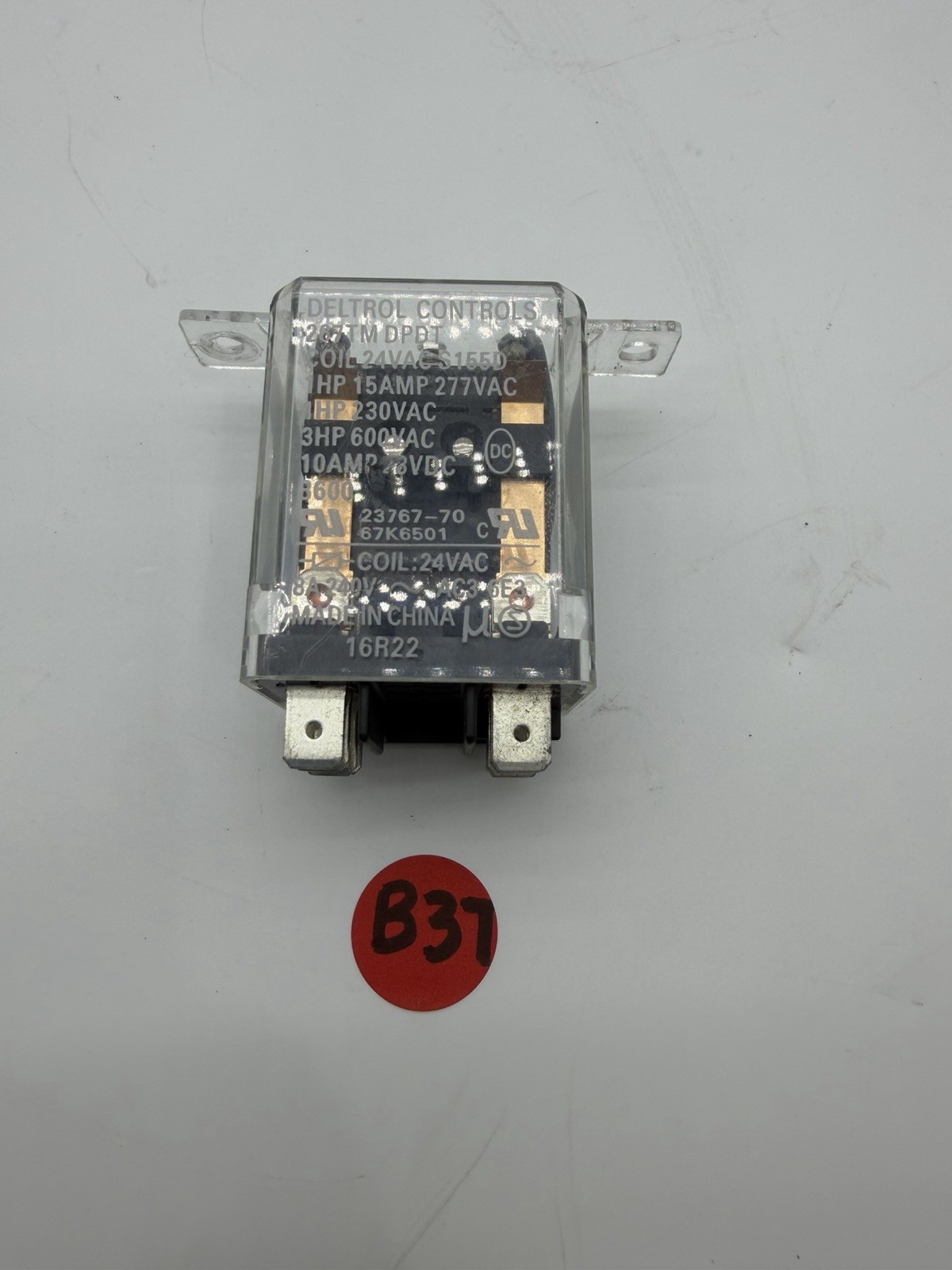 Deltrol Controls Relay 24VAC 15A 277VAC P/N: 267TM DPDT FREE SHIPPING