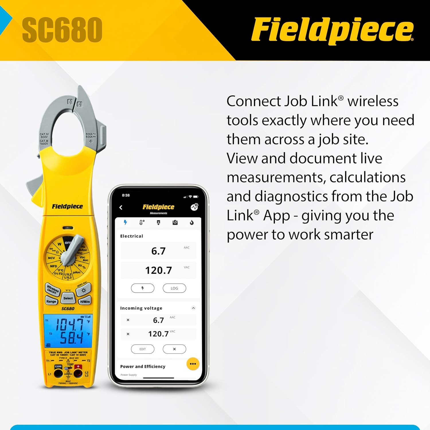 SC680 Wireless Clamp Meter – Dual Display HVACR Multitester for Professionals