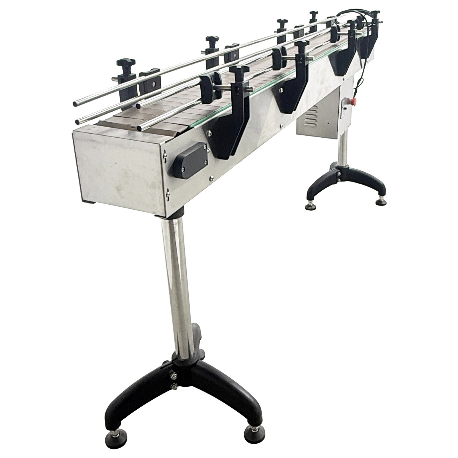 110V Small Assembly Line Conveyor Belt Bottle/Caps Transport Belt 77.95×7.75in