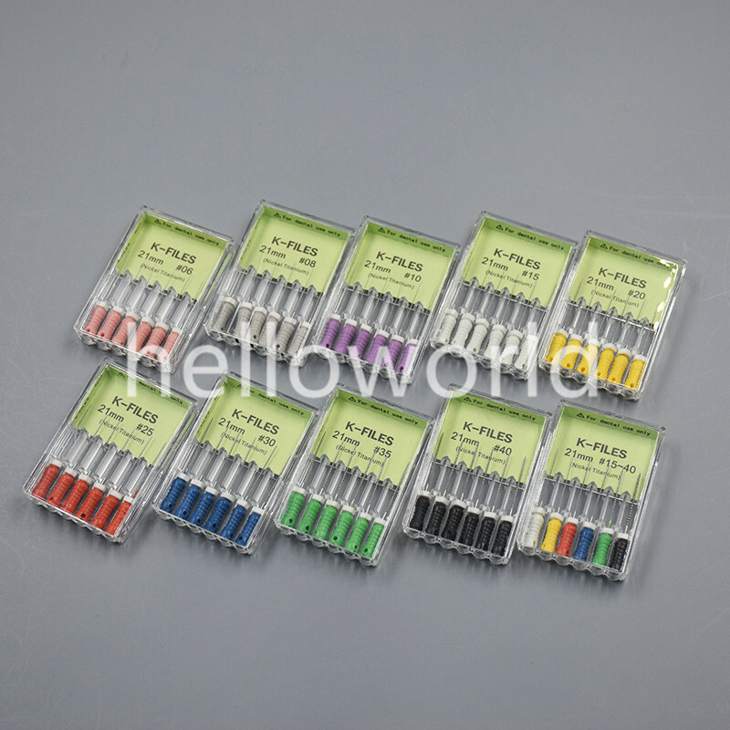 6 Pcs/Pack Nickel Titanium Dental Endodontic Root Canal Hand Use K-Files #15-40