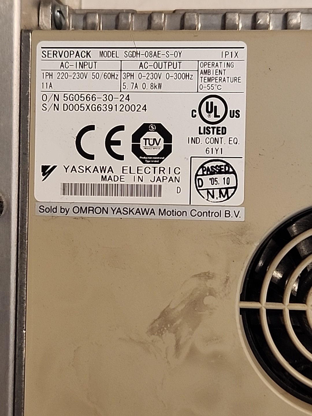 OMRON SGDH-08AE-S-OY (750W) AC SERVO DRIVE OUTPUT 3PH 5.7A 0.8KW – Free Ship