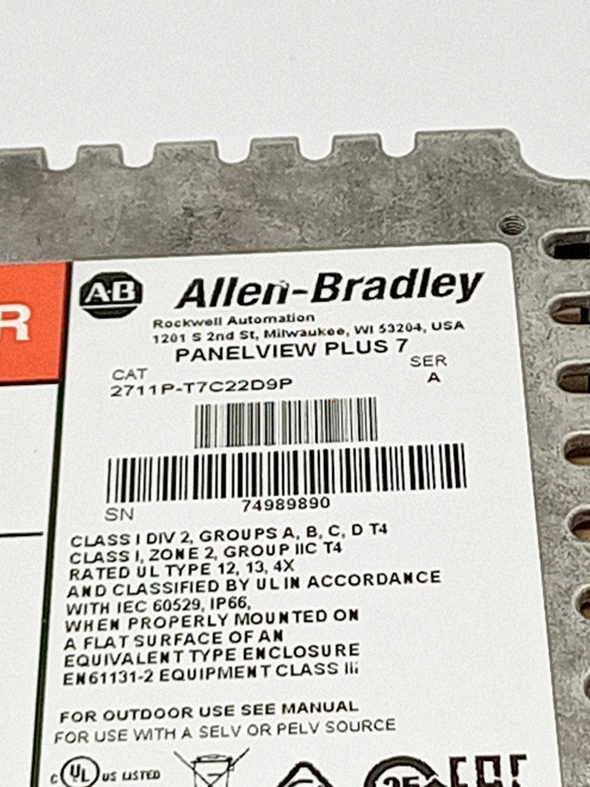 Allen-Bradley 2711P-T7C22D9P SER.A PanelView Plus 7 Operator Interface Panel