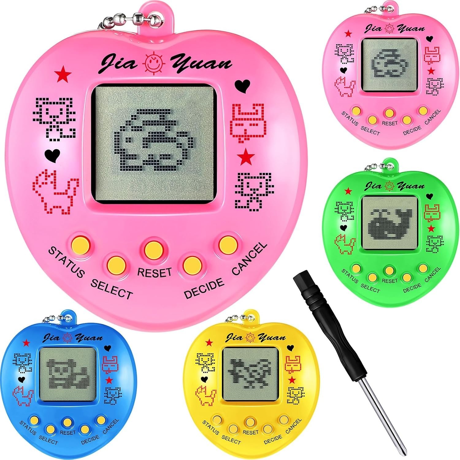 Virtual Electronic Pet Keychain 3Pk Mini Digital Pet Toy Set Classic 3 Color