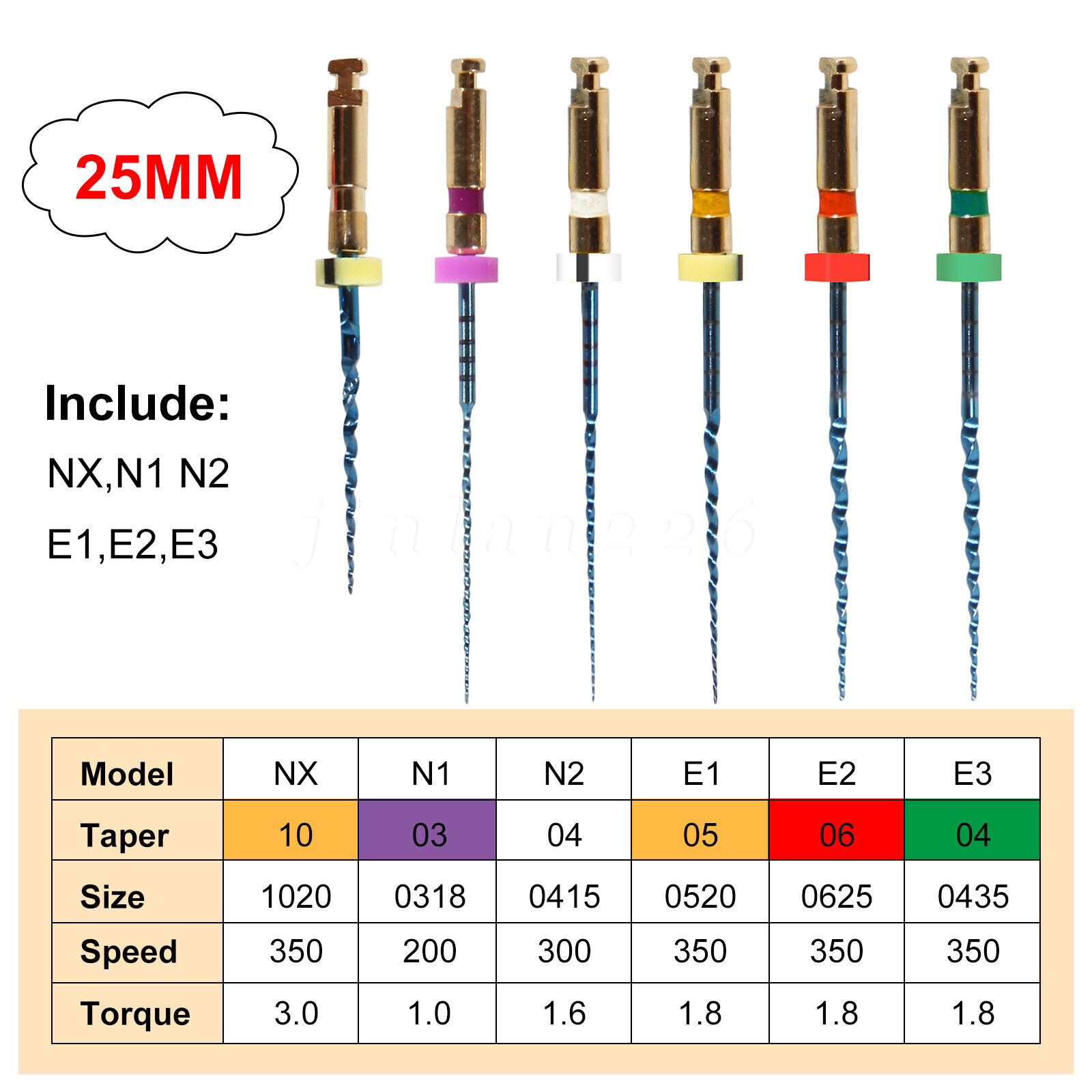 Dental Endodontic Endo Memory Engine Rotary Root Canal NiTi File 25mm files 6PCS