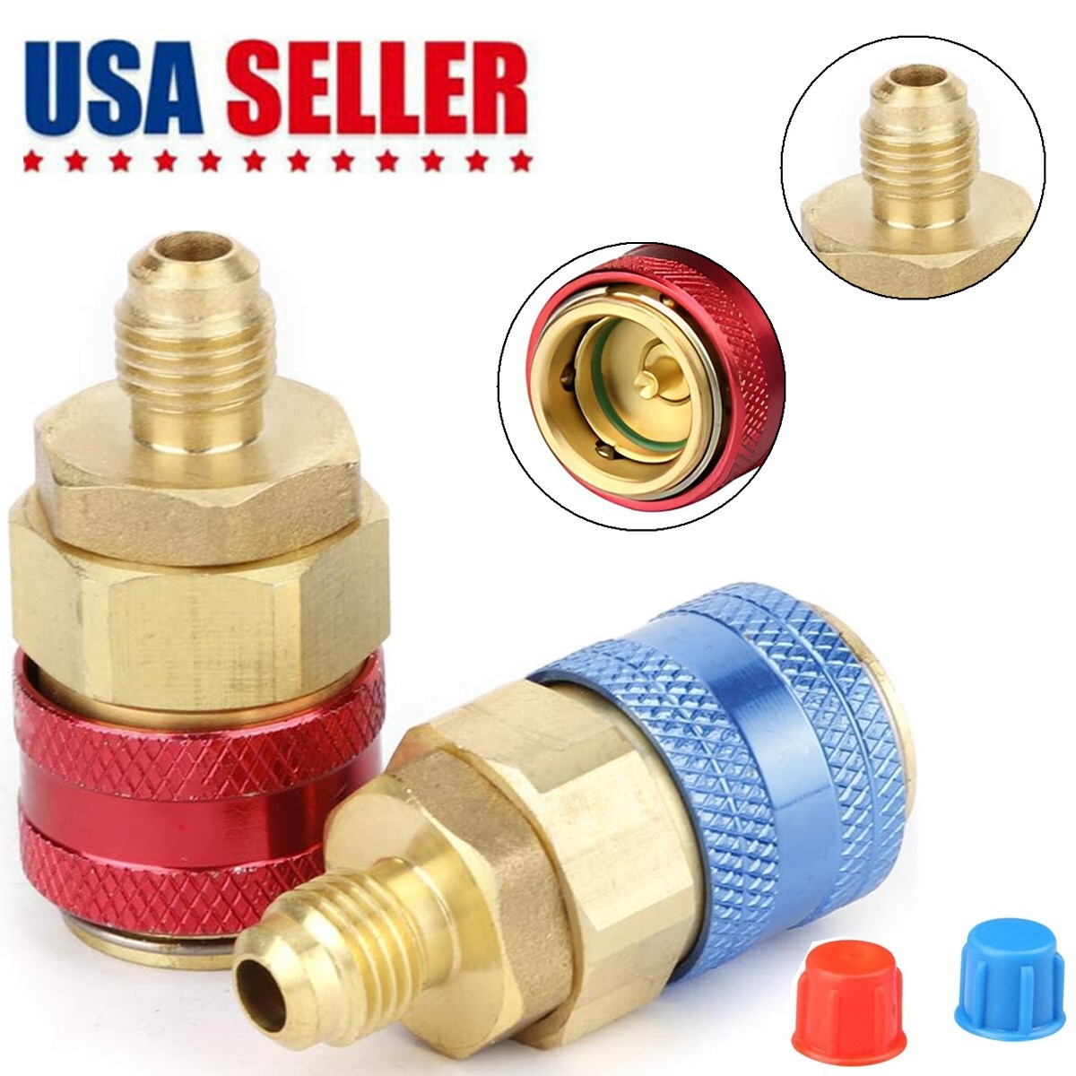 R134A A/C Quick Coupler Adapter Car High & Low Side HVAC SAE Male Flare Fitting