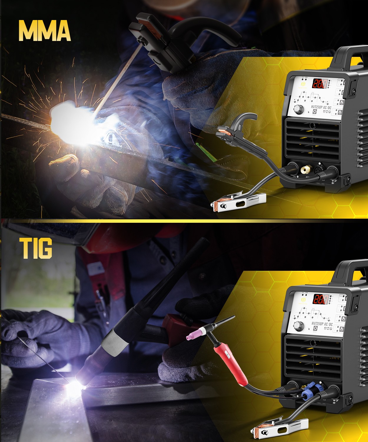 110V/220V Pulse Aluminium AC/DC TIG Welder 200A 2T/4T HF TIG/MMA Welding KIT DIY