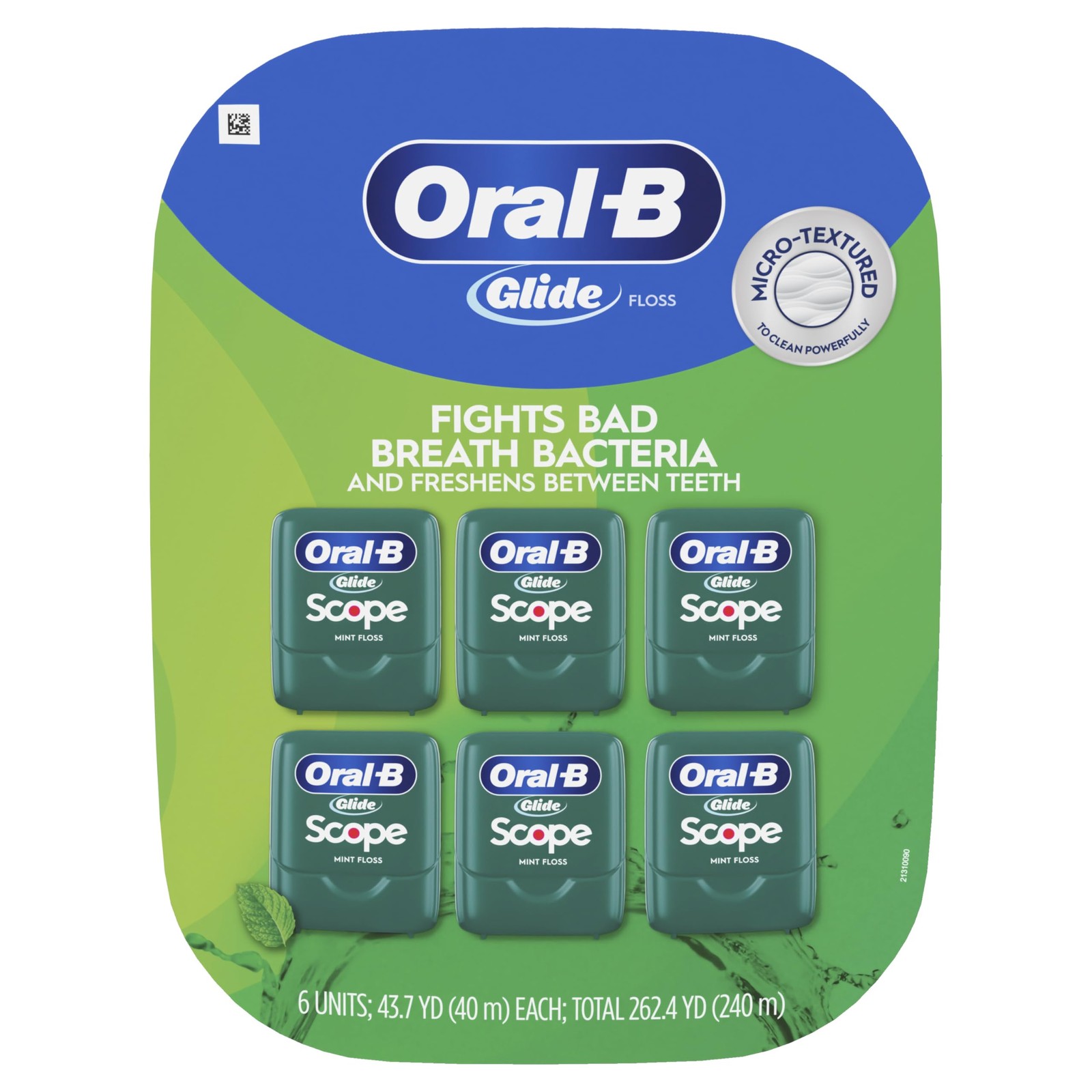 Oral-B Glide Dental Floss, Scope Mint Flavor, 40 m, Pack of 6