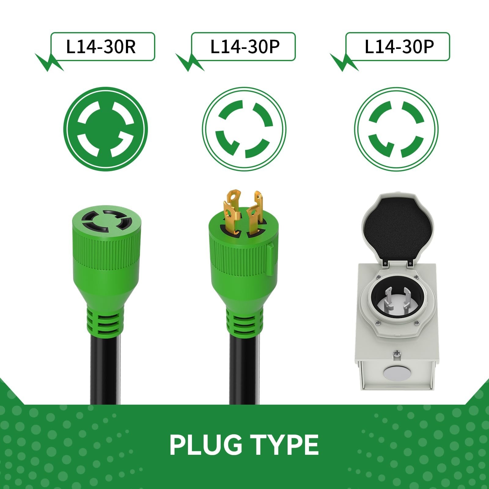 30FT 30 Amp Generator Cord & Power Inlet Box Combo Kit, Waterproof, ETL Listed