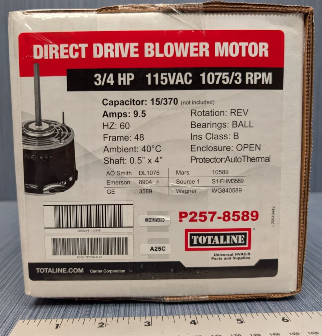 Totaline P257-8589 3/4HP 115 VOLT 1075 RPM 3 SPEED MOTOR 5KCP39PGS847S