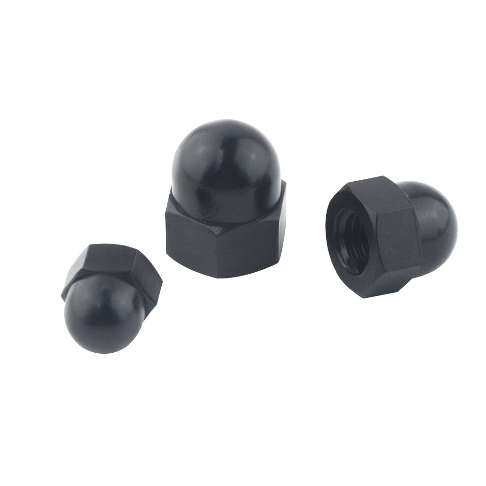 7Sizes 130Pcs Black Nylon Acorn Nut Metric Inner Threaded Cap Nuts Assortment