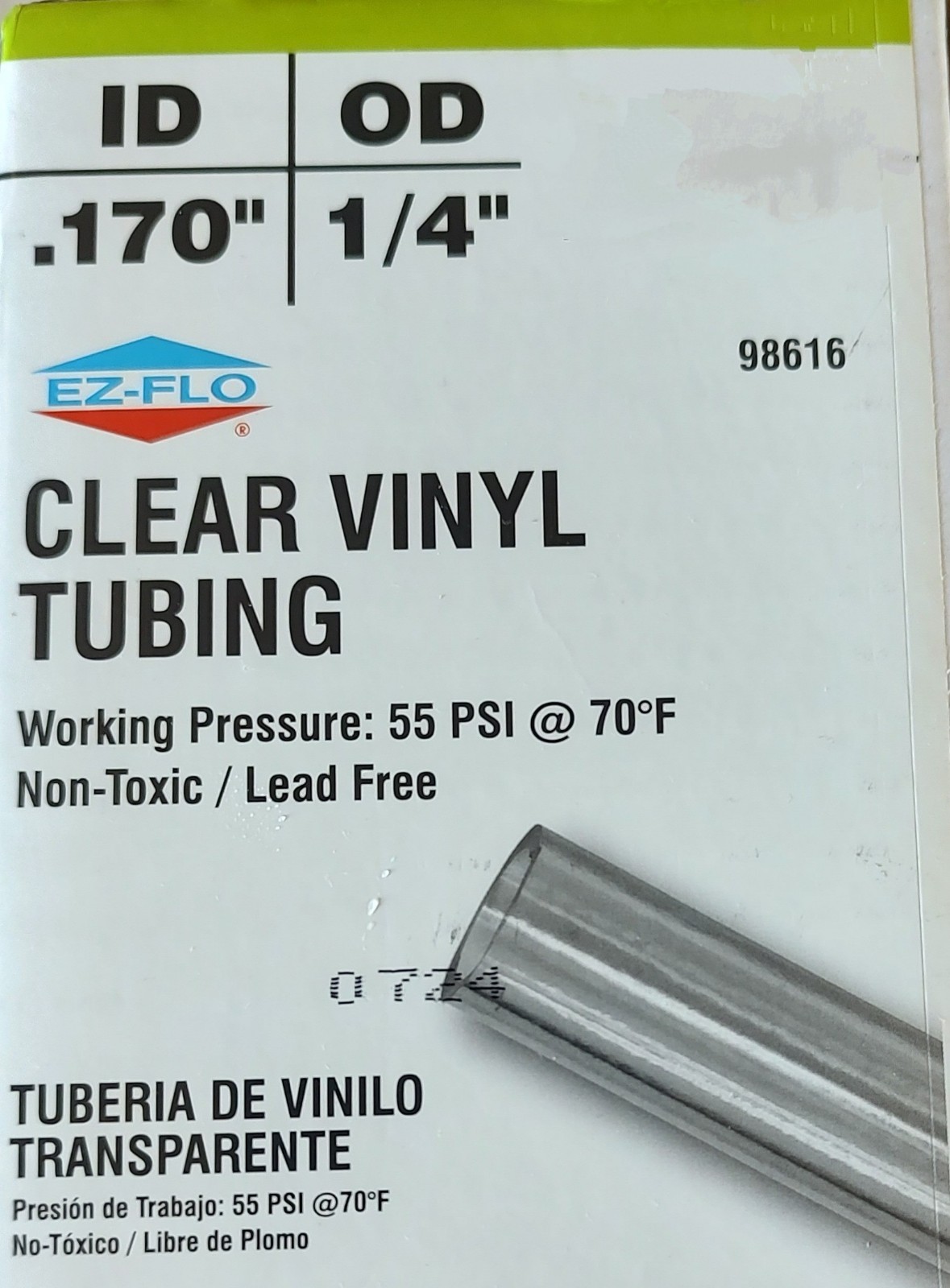 New From Bulk 10Ft EZ FLO Clear Vinyl Tubing 0.170″ ID x 1/4″ OD 55psi Max