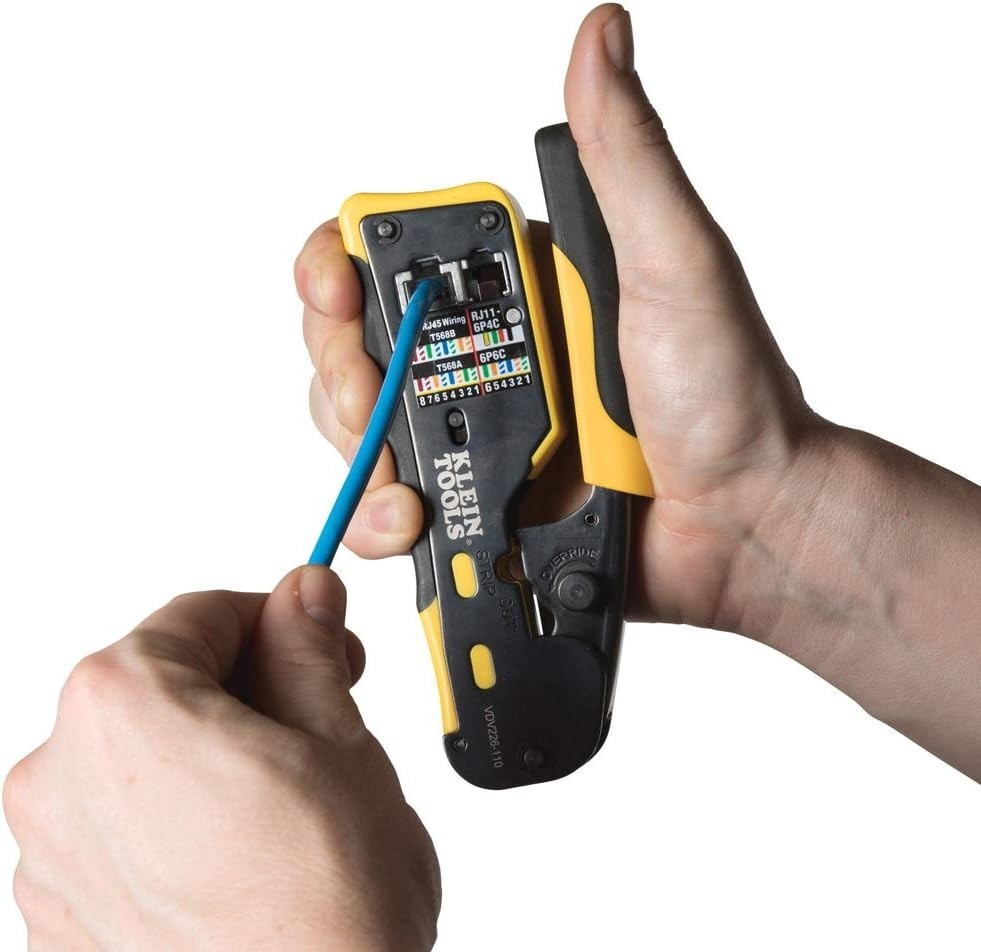 Data Cable Crimper Wire Stripper Cutter for RJ11 RJ12 RJ45 Pass-Thru Connectors