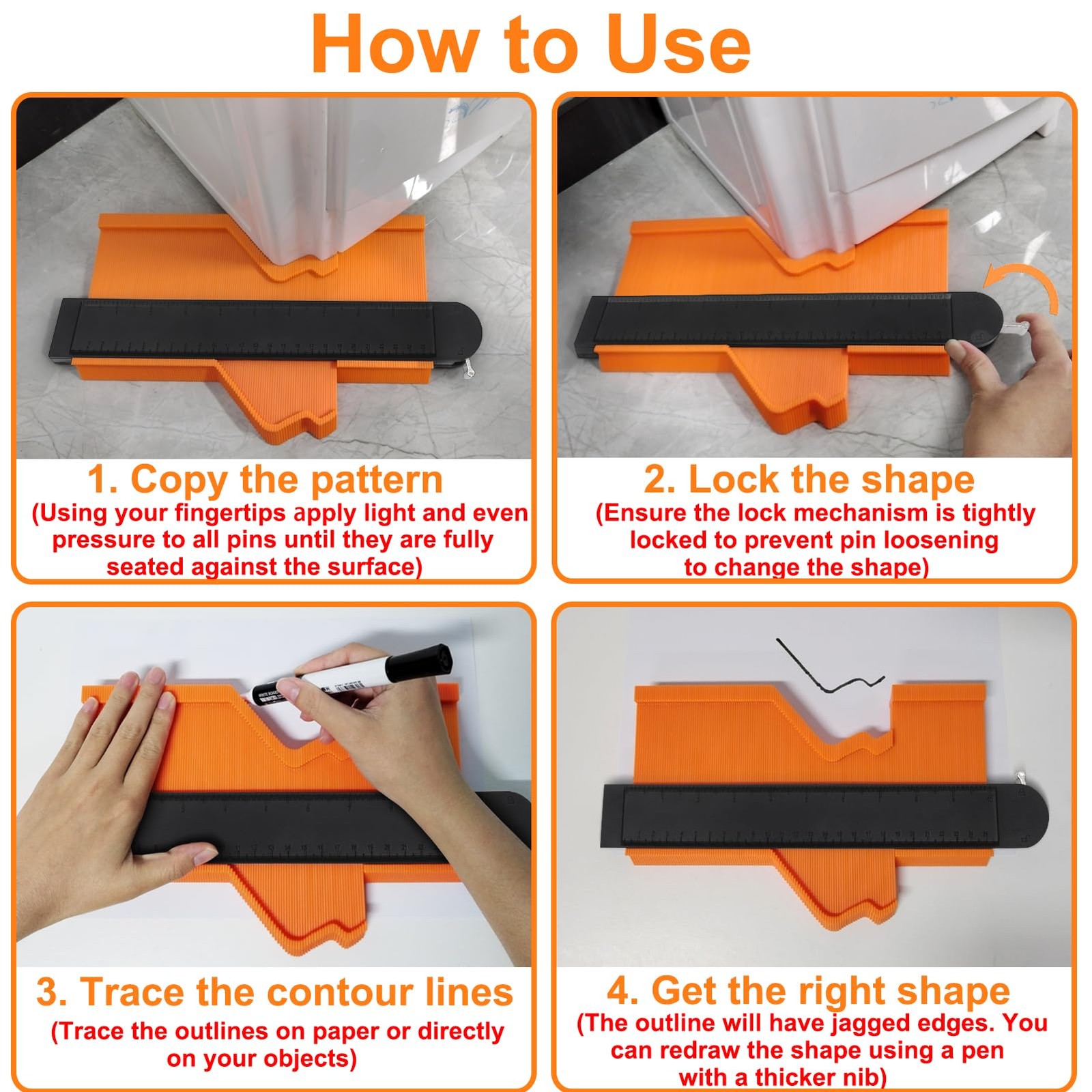 10 Inch Contour Gauge Tool Irregular Shape Duplicator for Woodworking Flooring