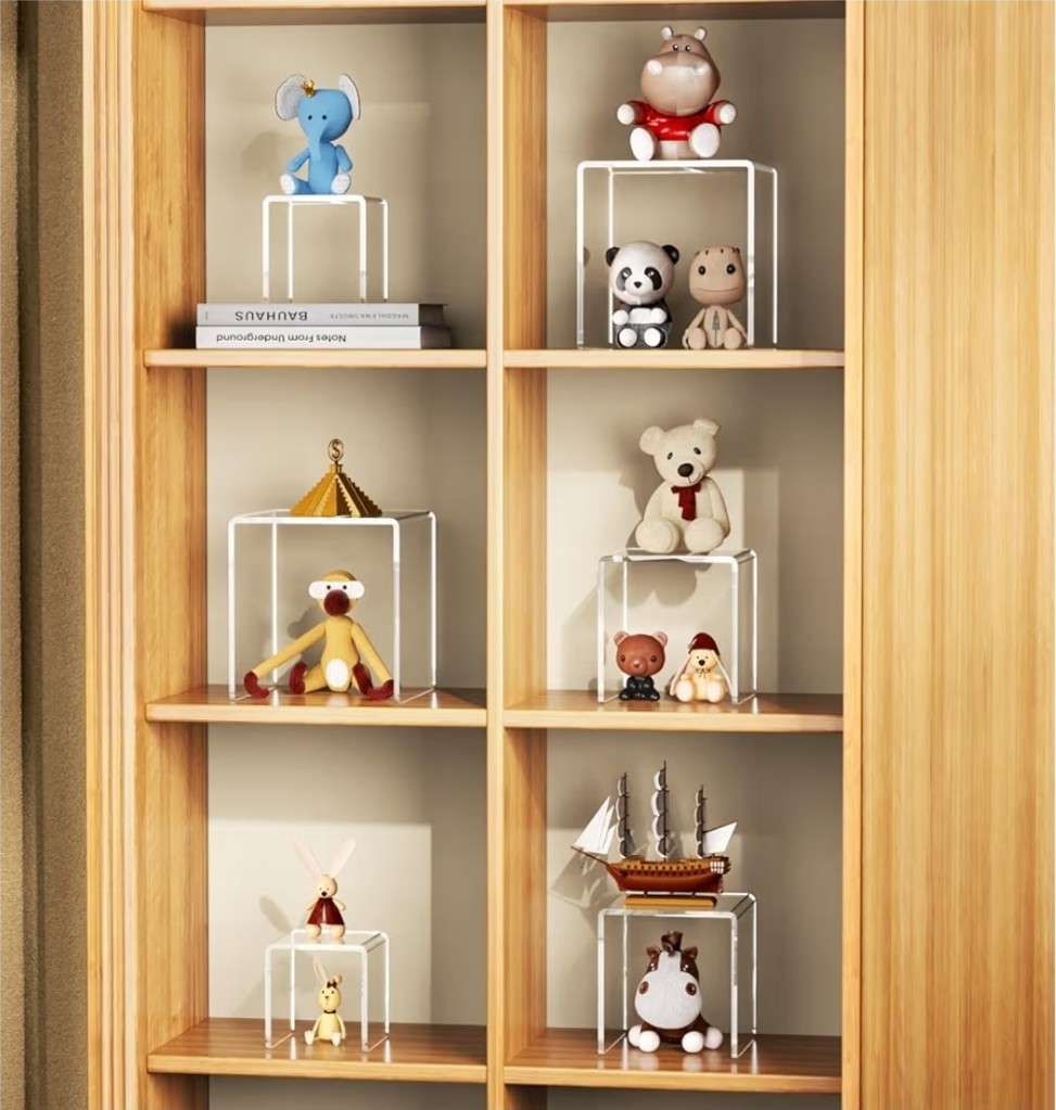2 Sets Clear Acrylic Riser 3 4 5″ Stand Set Jewelry Collectible Showcase Display