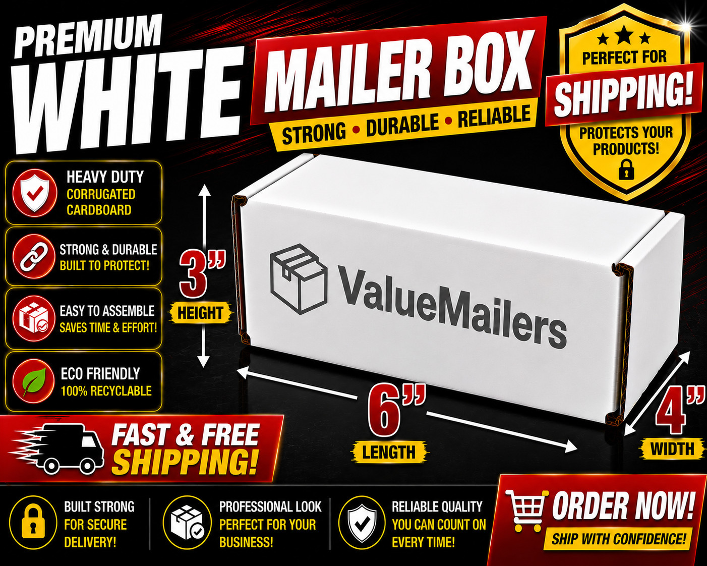 100 – 6x4x3 White Corrugated Shipping Mailer Packing Box Boxes 6 x 4 x 3