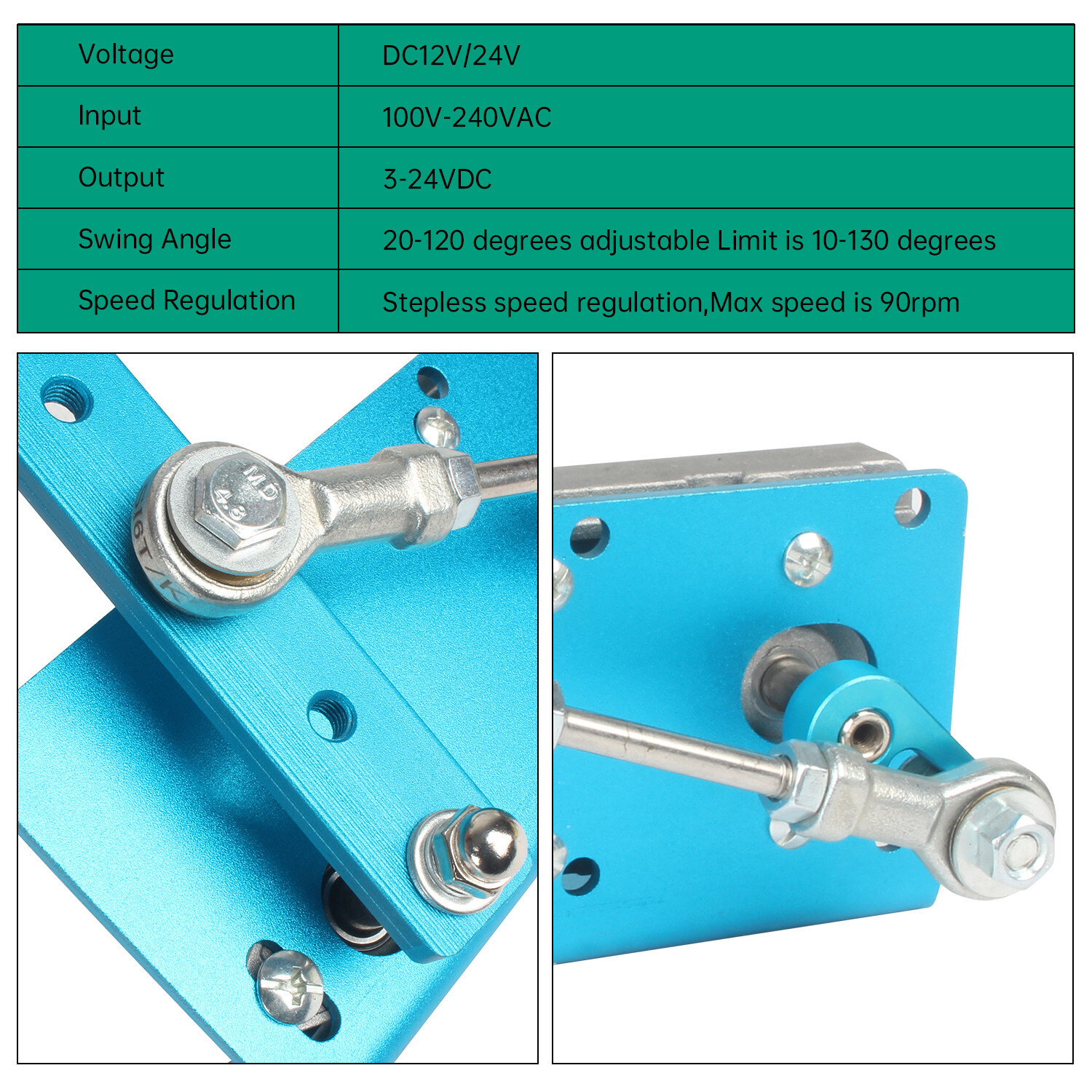 Linear Actuator Reciprocating Motor Swing Angle 20-120° 40/90/120/275 times/min