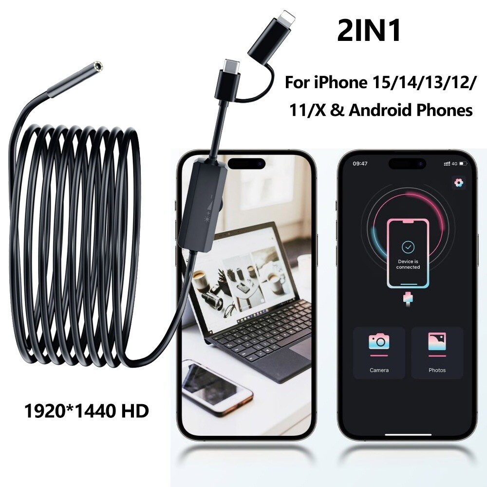 For Samsung Galaxy S23/S22/S21 Z Fold Flip 5/4 Endoscope Snake Inspection Camera