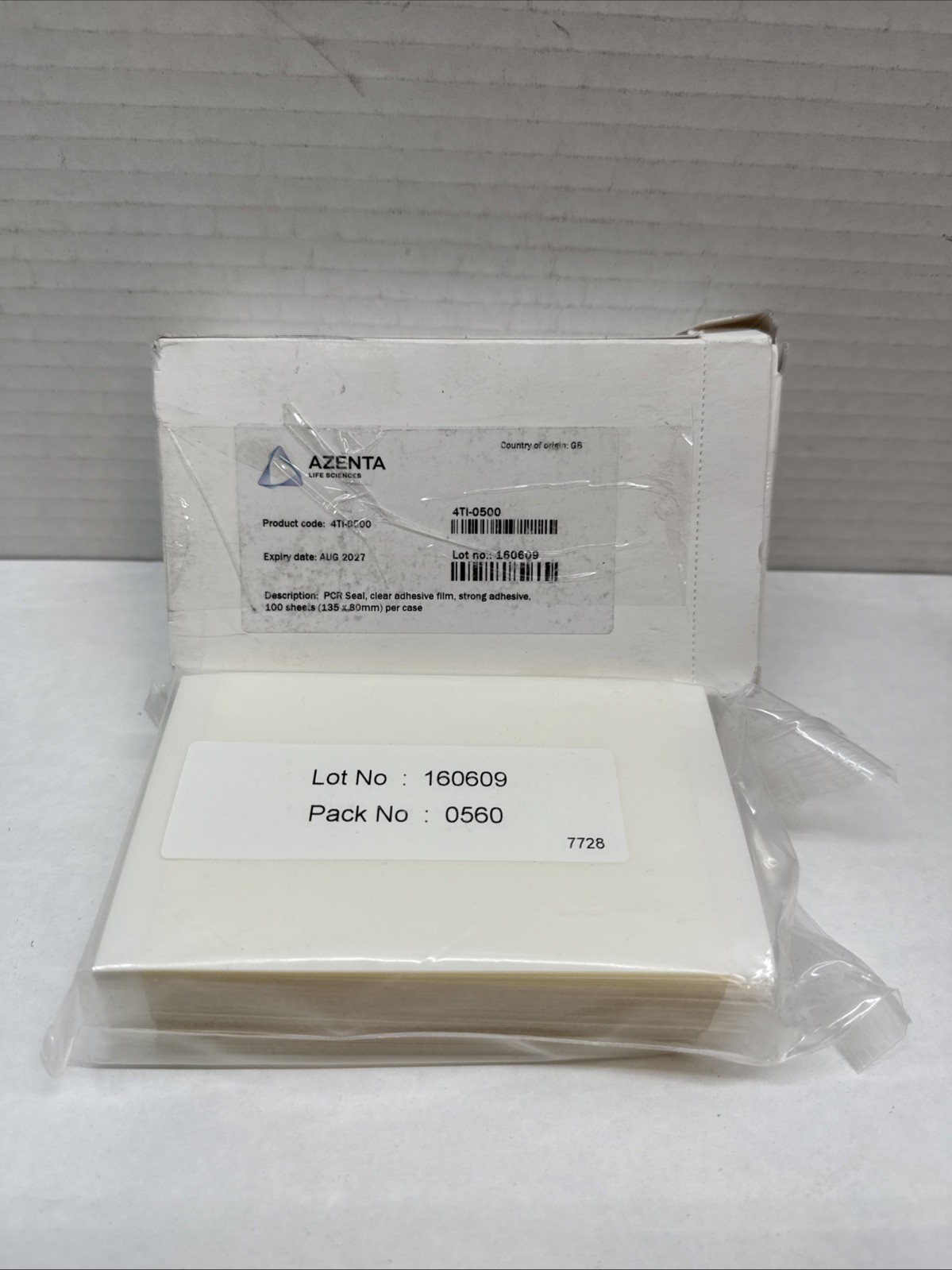 Azenta PCR Seal 4ti-0500 Clear Adhesive Film 100 Sheets (135X80mm) EXP: 08/2027