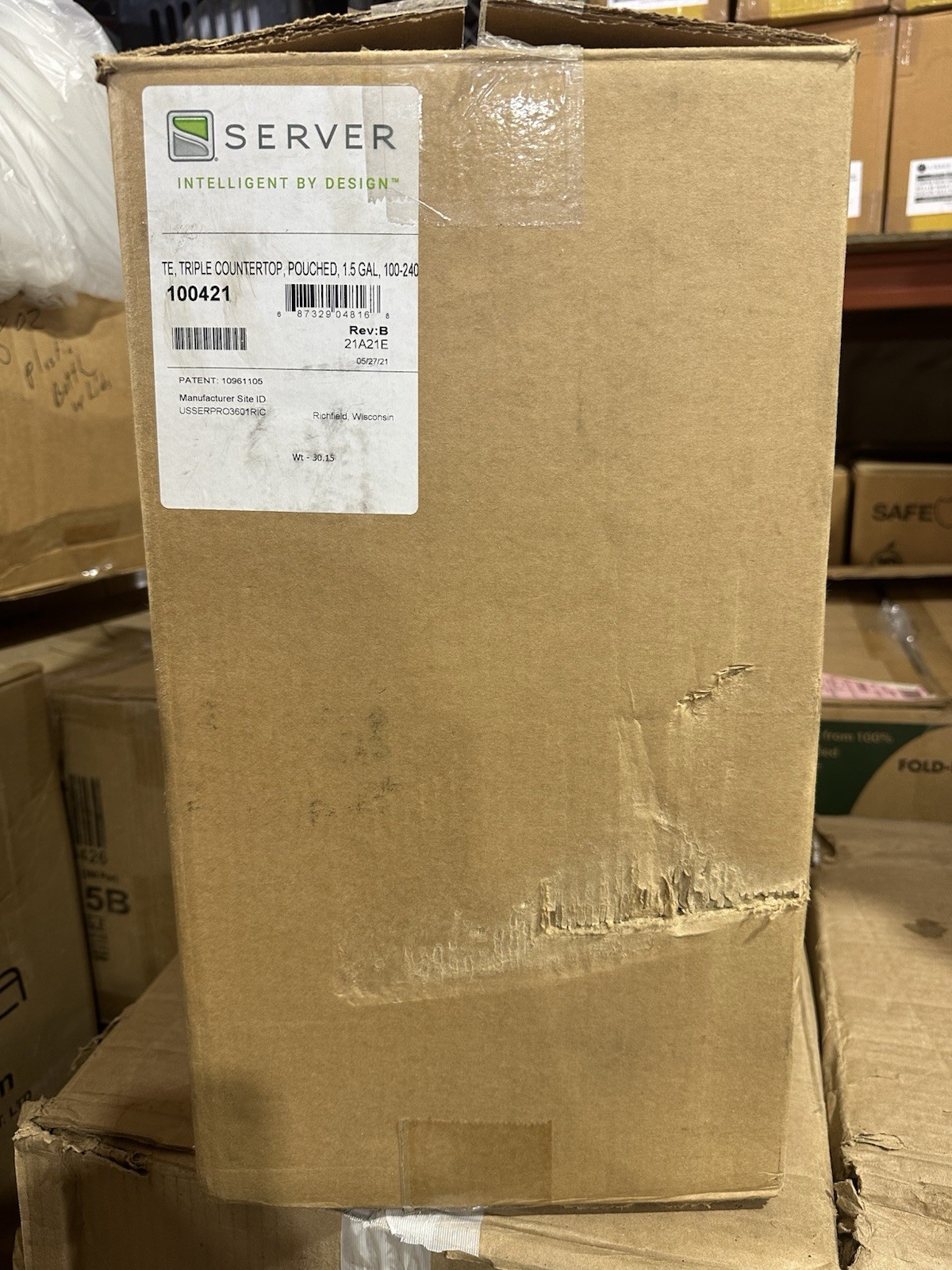 Product: Server Triple Countertop Pouched Dispenser Capacity: 3- 1.5 Gallons