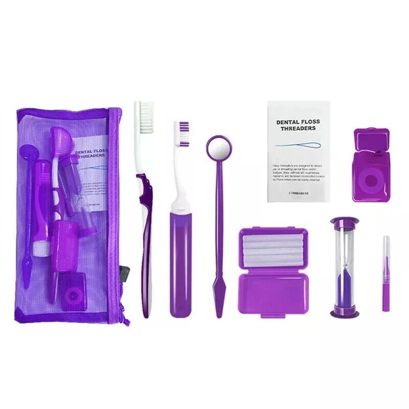 4 Colors Orthodontic Dental Oral Care Teeth Whitening Hygiene Brush Floss Kit