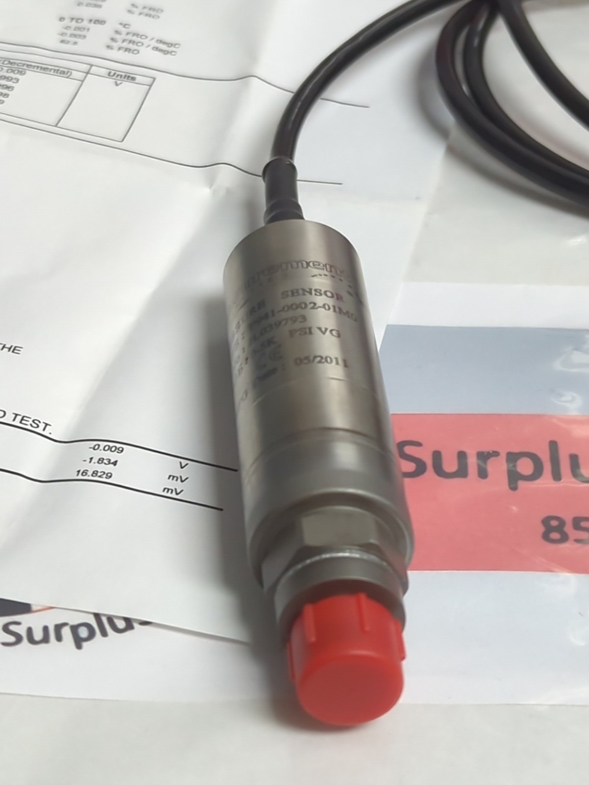 MEASUREMENT SPECIALTIES,P941-0002-01M0,PRESSURE SENSOR PRE-OWNED