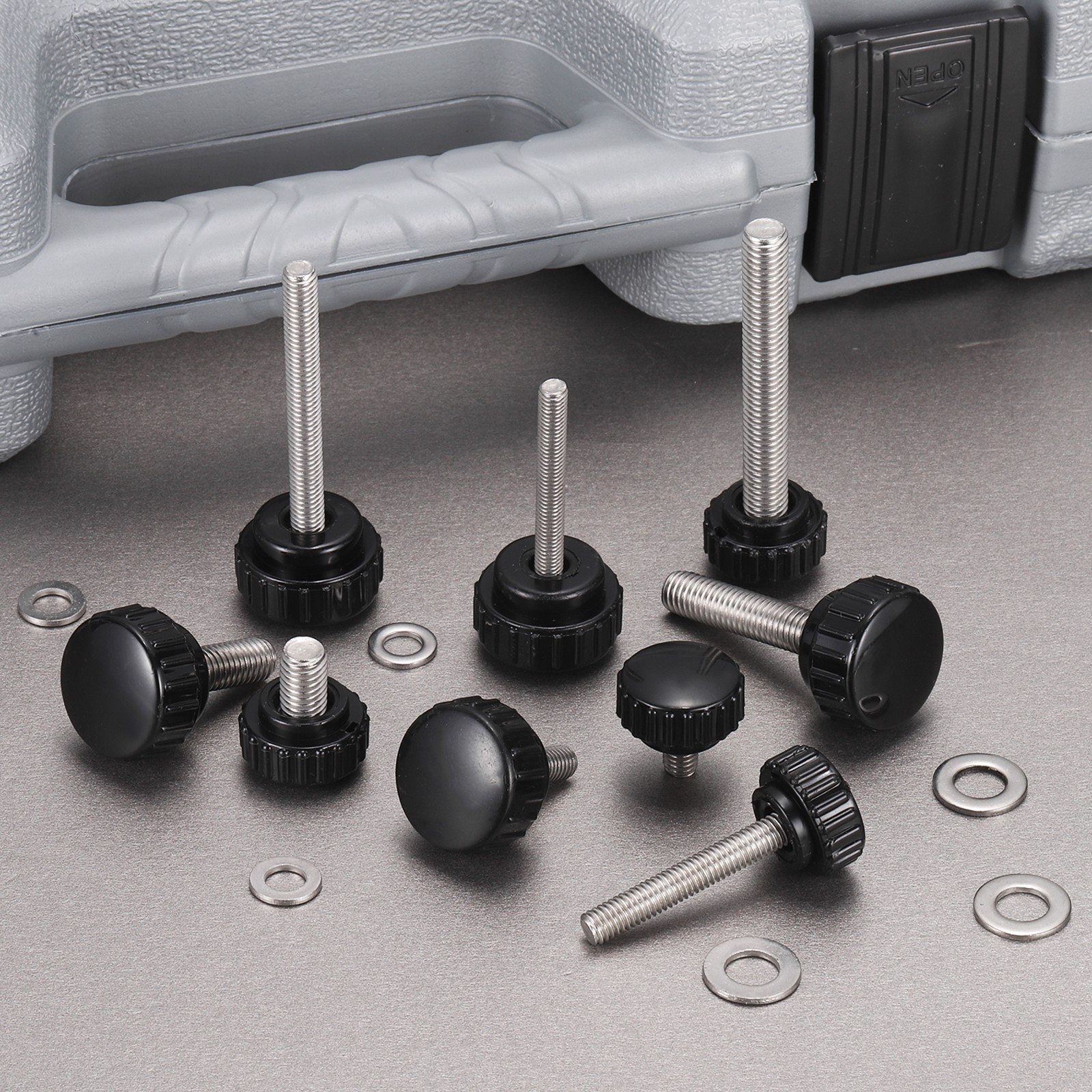 4Pcs Knurled Clamping Knobs, M6 x 25mm 25mm Width Handle Bolts Grip with Washers