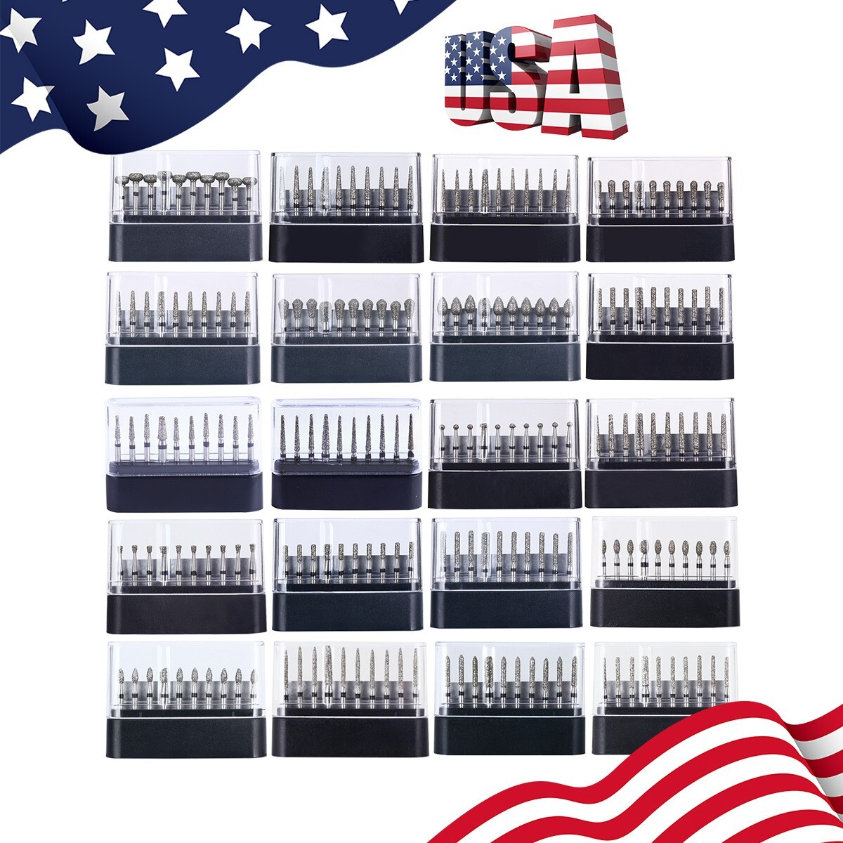 10pcs AZDENT Dental FG Diamond Burs Drill Kit FG 1.6mm for High Speed Handpiece