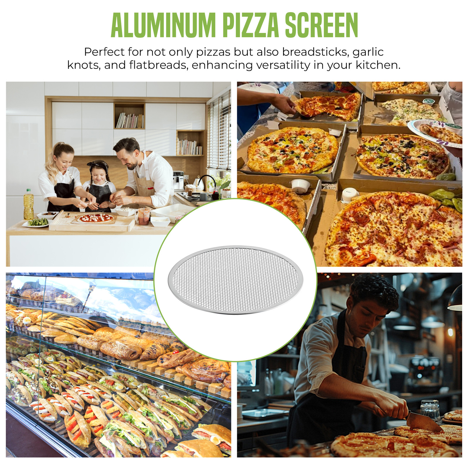 OCS Parts 12-Inch Aluminum Pizza Screens | 12-Pack