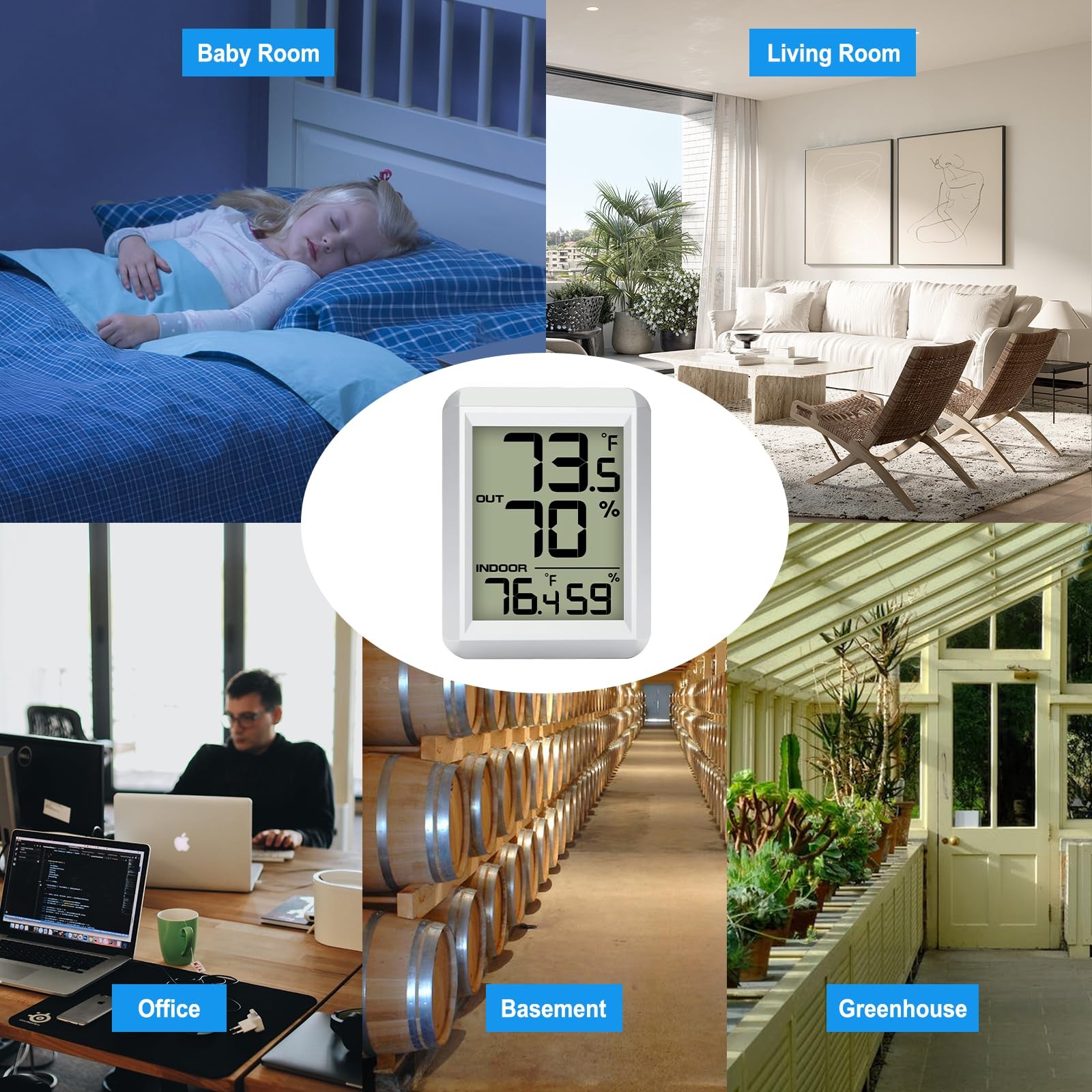Indoor Outdoor Thermometer Hygrometer Wireless, Digital Temperature Humidity …