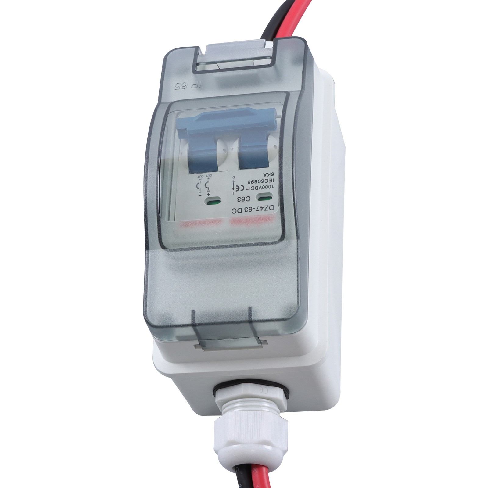 1000V 60A Solar Disconnect Switch, IP65 Weatherproof Breaker Box for PV Outdoor