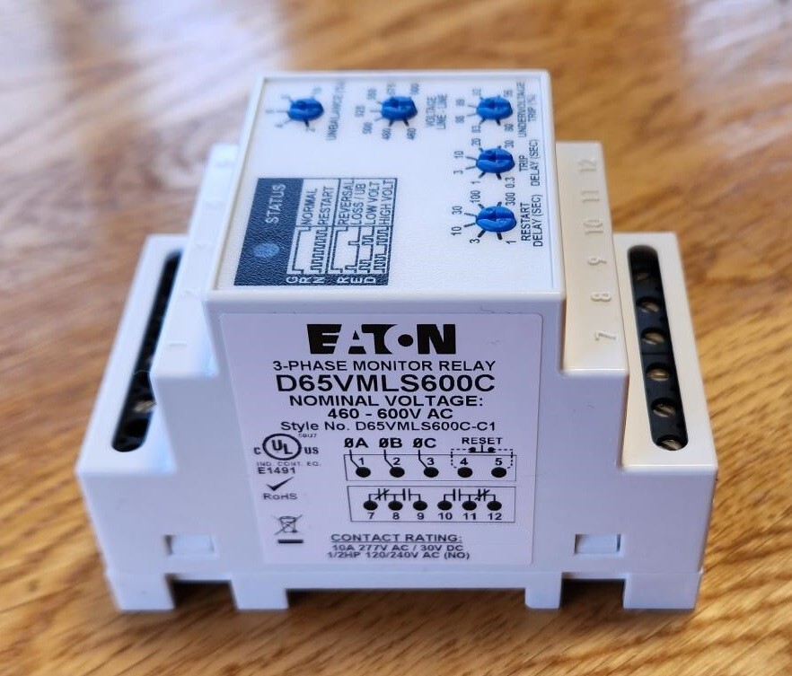 Eaton D65VMLS600C 3-Phase Monitor Relay 460-600VAC – NEW! FAST SHIP! GUARANTEED!
