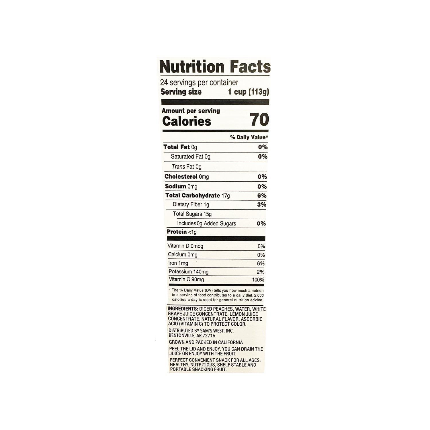 Member’s Mark Diced Peach Cups, 4 oz., 24 ct.