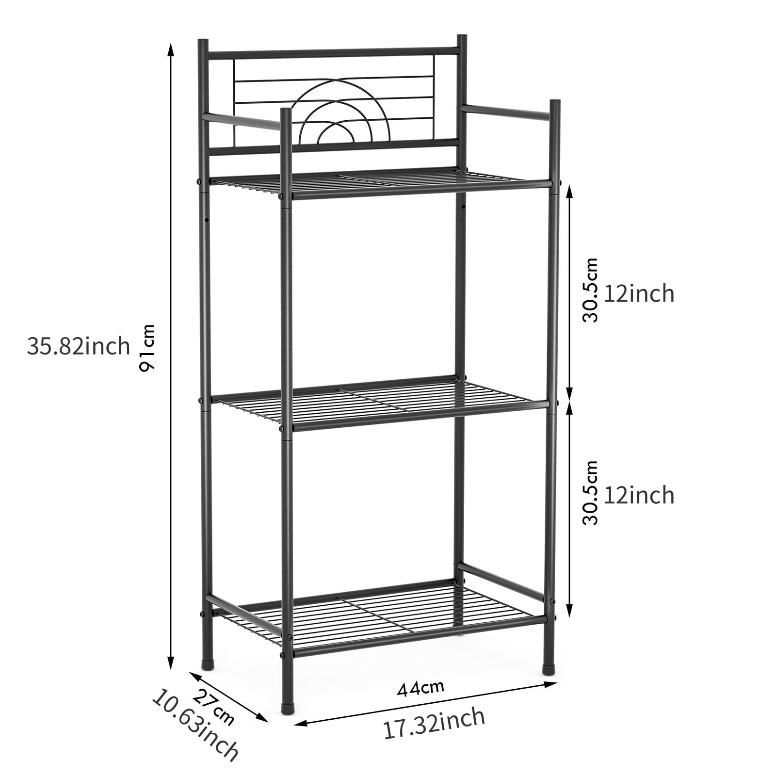 LEEDA 3-Tier Freestanding Multipurpose Storage Shelves 3 -Tier Shelves, Black