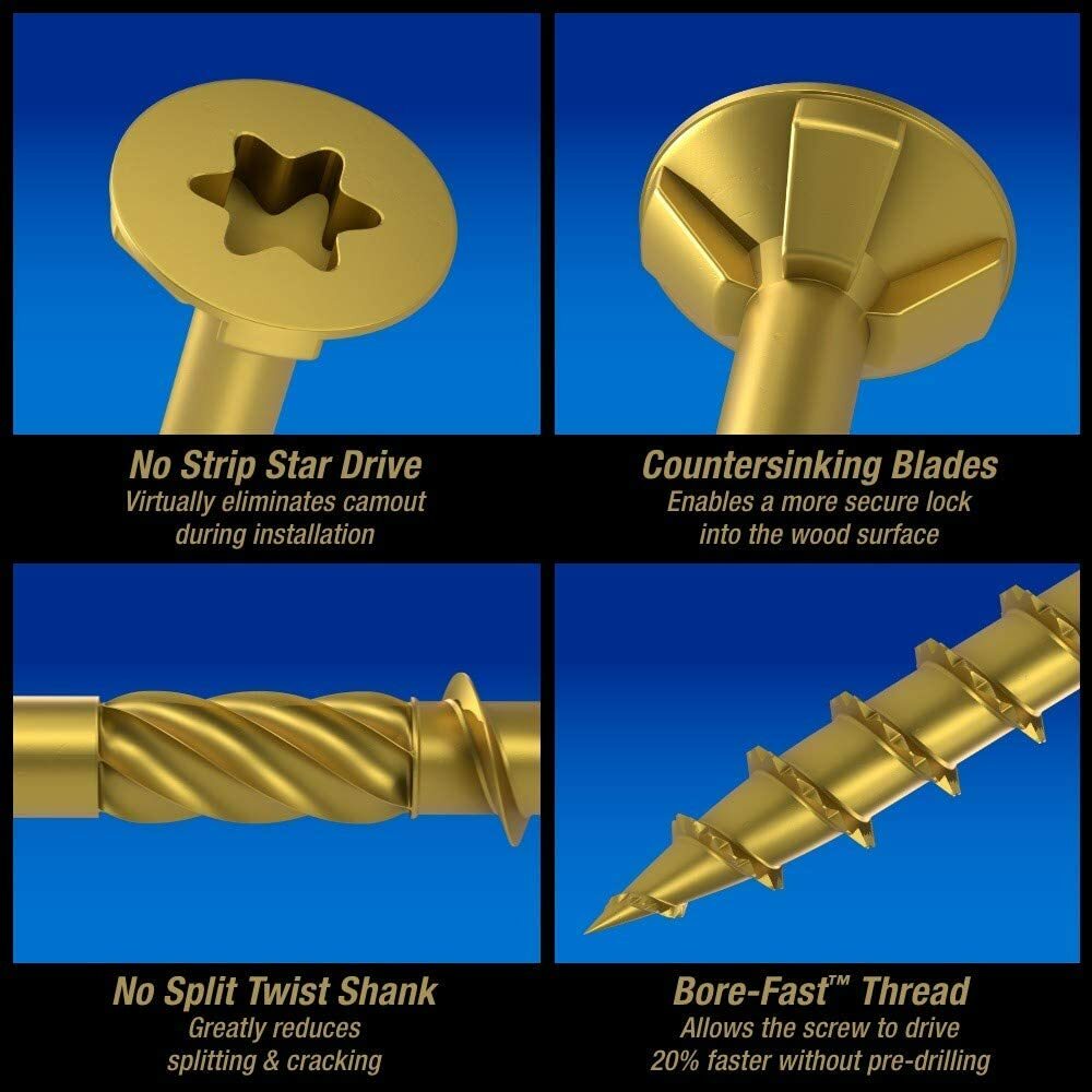 Power Pro 967788 Premium Exterior Wood Screws #9 x 3″ Rust Resistant (2000 Ct)