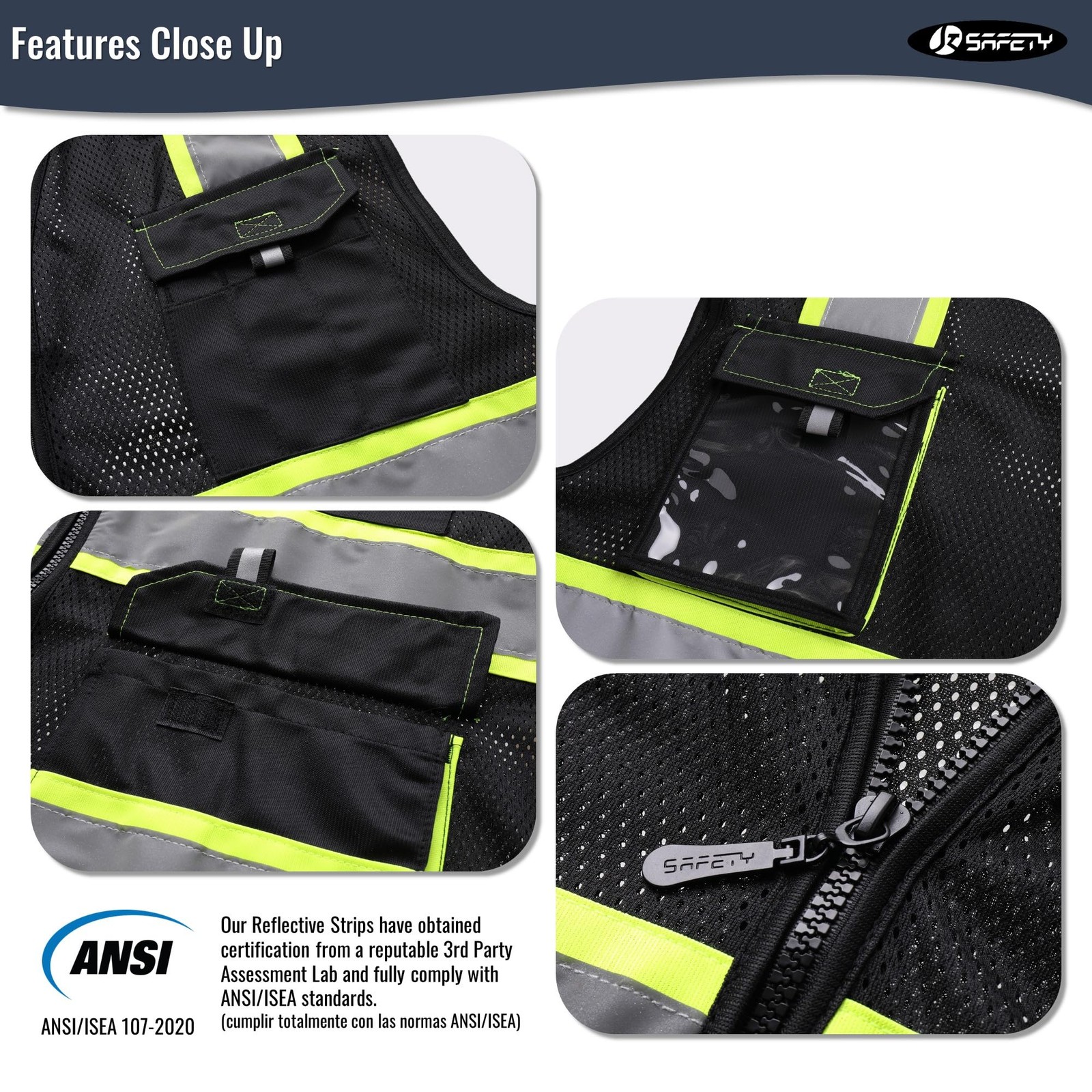JKSafety Hi Vis Reflective Safety Vests for Men Women High Visibility Vest XL