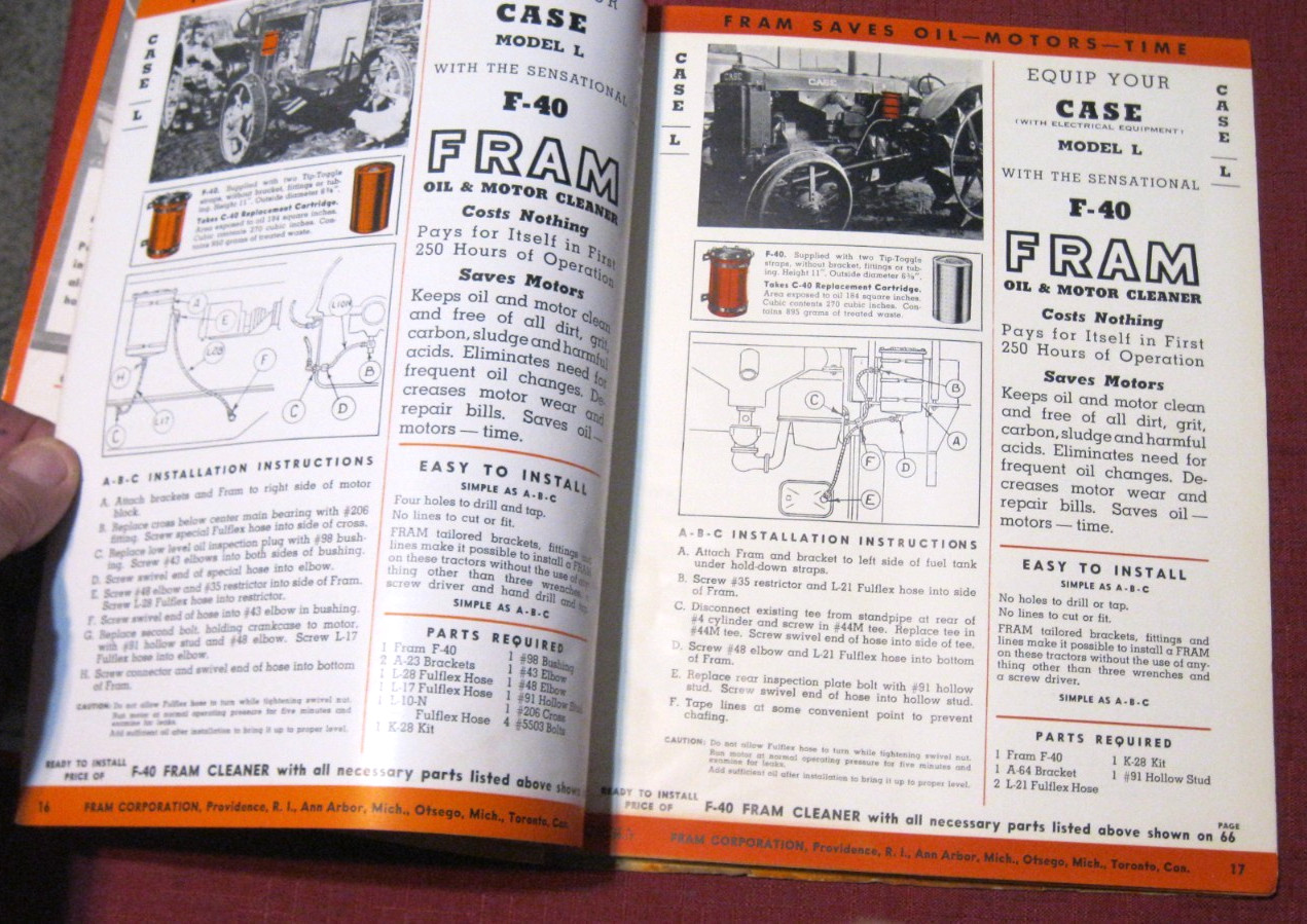 Cool Vintage Fram Tractor Catalog, all makes, applications, part numbers