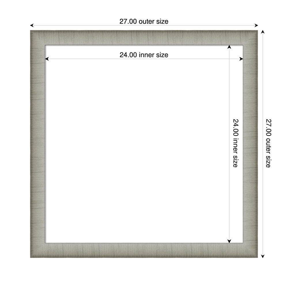 Elegant Brushed Narrow Pewter 27 In. X 27 In. Polystyrene Framed Dry Erase Magne