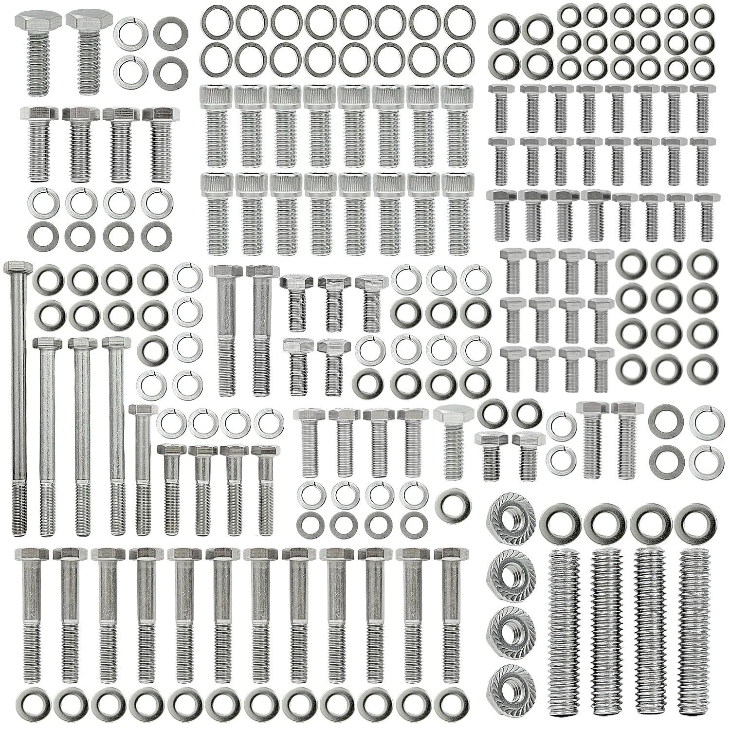 Stainless Steel Hex Bolt Kit for Ford 260 289 302 Engines – 228 Pcs Nuts & Bolts