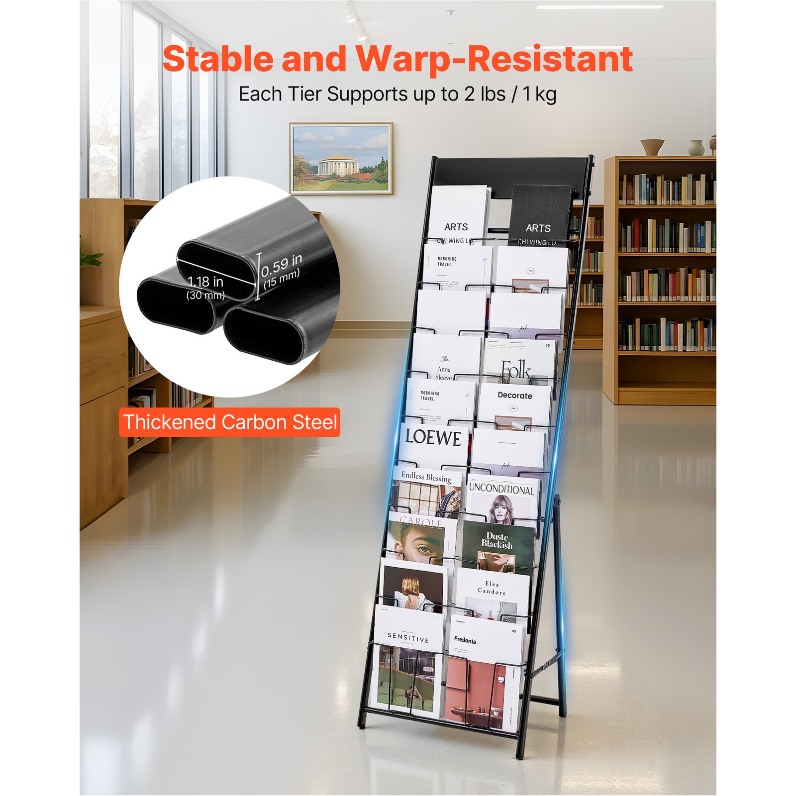 Uimoso 20-Pocket Magazine and Brochure Display Rack for Literature Organization