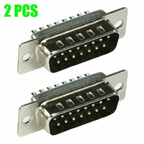 2 Pcs Pack DB15 15 Pin Male D-SUB Solder Cup Connector Adapter Plug Assembly