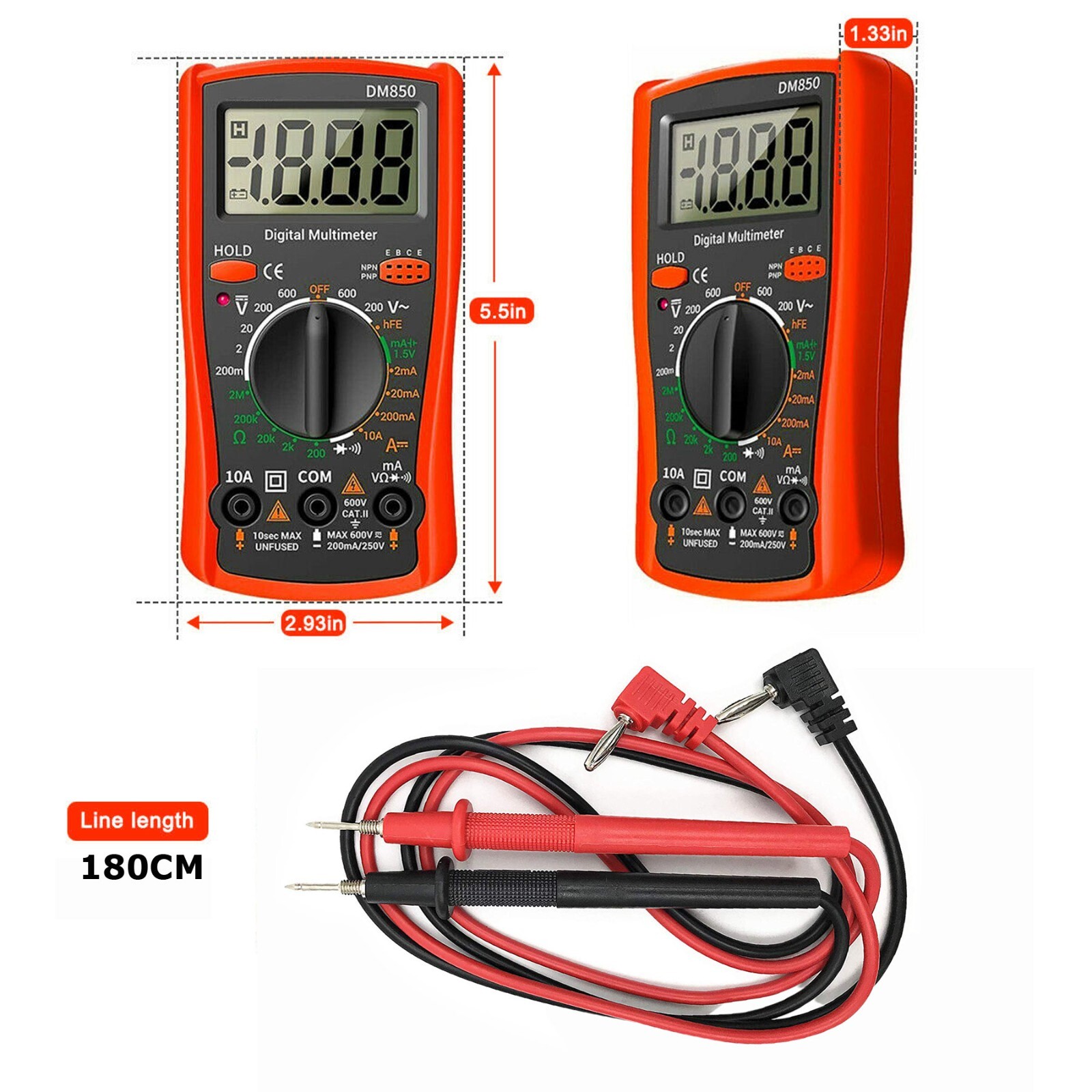 Multimeter + Test Leads for Fluke Meter Electrical Alligator Clip Probes 1000V