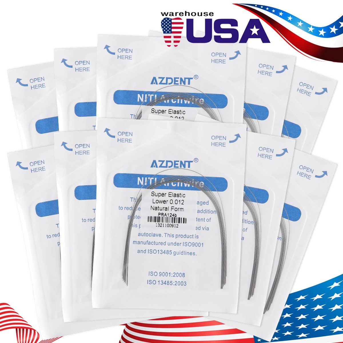 AZDENT Dental Orthodontic Niti Arch Wire Round Nature Form 10pcs/pack