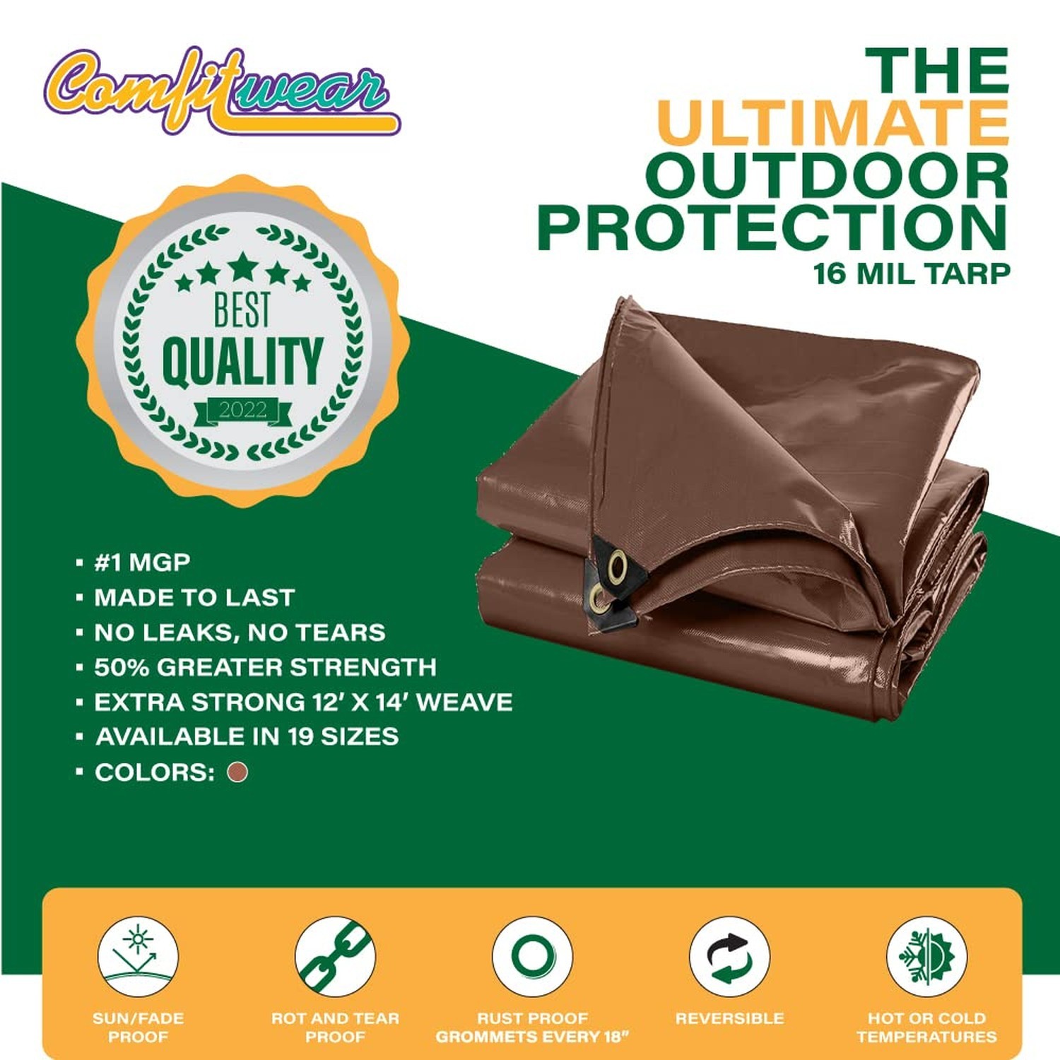 16 MIL Heavy Duty Tarp – Multi-Purpose Extra Heavy Duty Tarps – Car, Boat, Ca…
