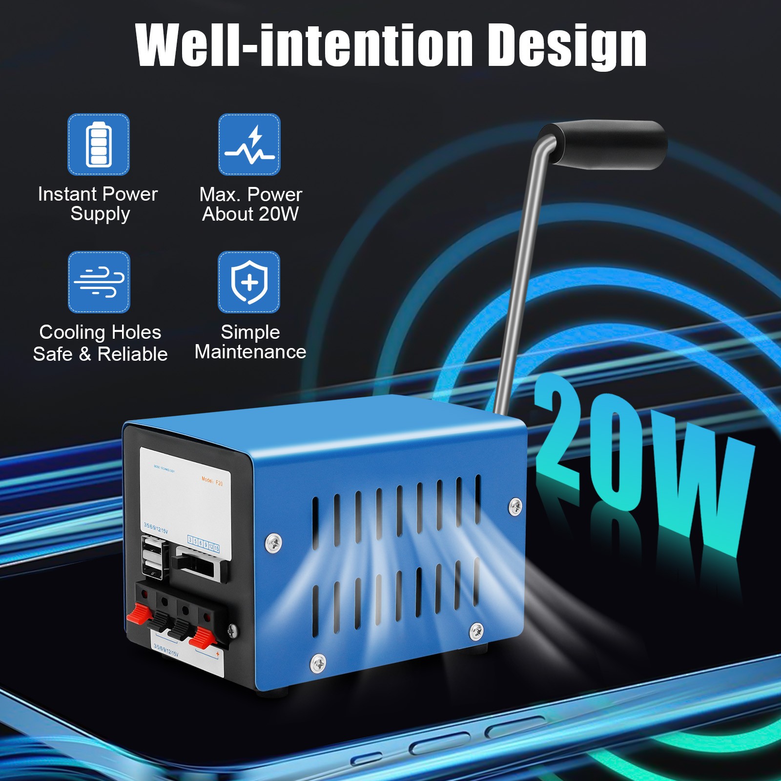 Emergency Hand Crank USB Charger Manual Power Generator for Camping Hiking