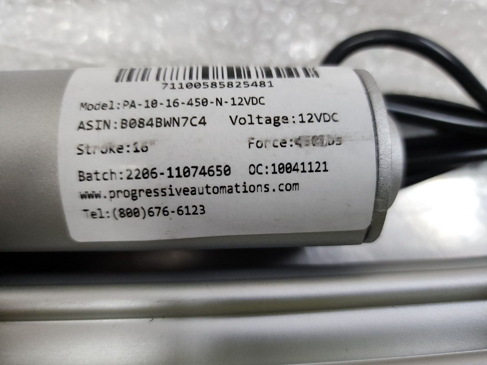 progressive automations Linear Actuator Pa-10-16-450-n-12vdc